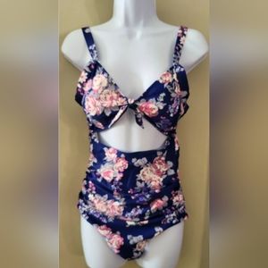 Phurro Women's Size MEDIUM One Piece Halter Swimsuit Floral NWT